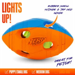 Nerf Dog Balón Mega Tuff De Americano Con LED Para Perro, Chico -Tropiclean Shop 1200ftw 128573 2