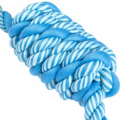 Leaps & Bounds Cuerda Trenzada Color Azul Con Asa Y Nudo Para Perro, XX-Grande