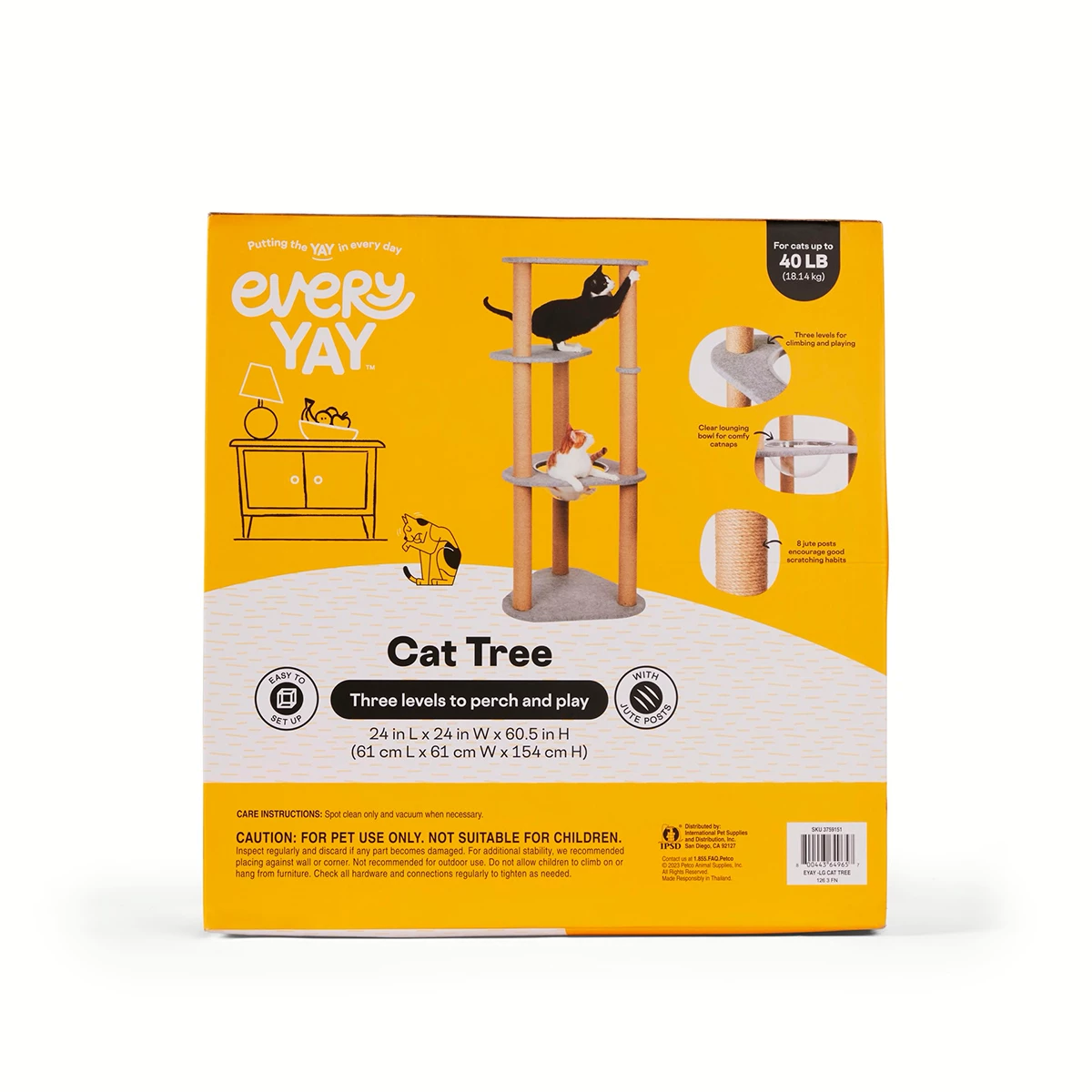 EveryYay Mueble De Tres Niveles Con Rascadores De Yute Para Gato, Gris 3 EveryYay Mueble De Tres Niveles Con Rascadores De Yute Para Gato, Gris - Image 3