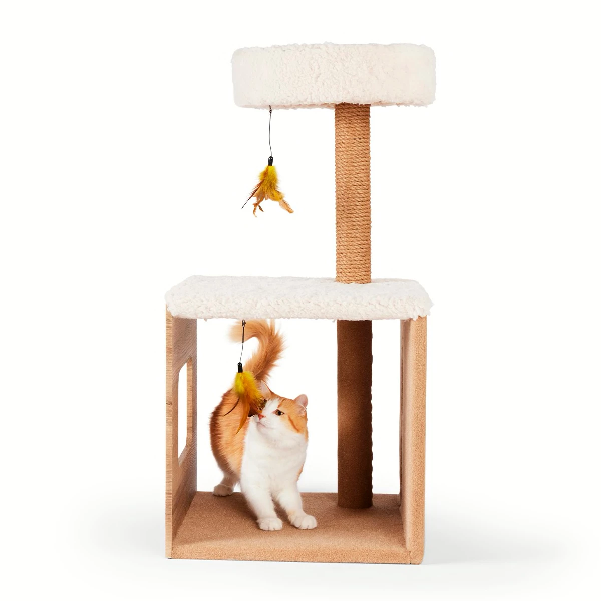 EveryYay Mueble Tipo Torre Con Guarida Y Repisa Para Gato, Beige 1 EveryYay Mueble Tipo Torre Con Guarida Y Repisa Para Gato, Beige