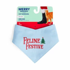 Merry Makings Bandana Doble Vista Feline Azul Para Gato, Unitalla
