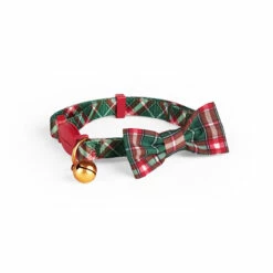 Merry Makings Collar Estilo Tartán Color Verde Con Moño Para Gato, Unitalla