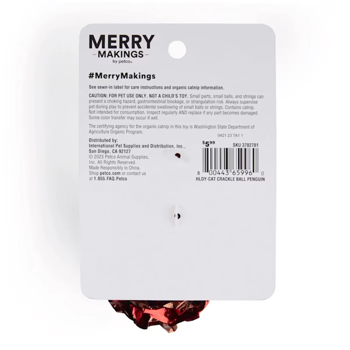 Merry Makings Pelota De Papel Metálico Mylar Con Diseño De Pingüino Para Gato, Unitalla 4 Merry Makings Pelota De Papel Metálico Mylar Con Diseño De Pingüino Para Gato, Unitalla - Image 4