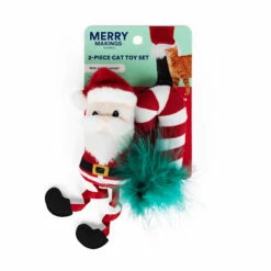 Merry Makings Paquete De Peluches Santa Candy Cane Navideño Para Gato, 2 Piezas