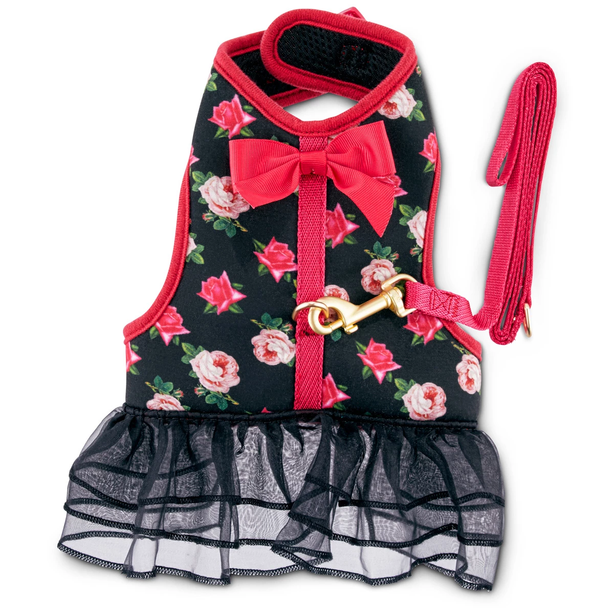 Bond & Co Set Arnés Y Correa Diseño Flores Con Moño Para Gato, Negro 1 Bond & Co Set Arnés Y Correa Diseño Flores Con Moño Para Gato, Negro