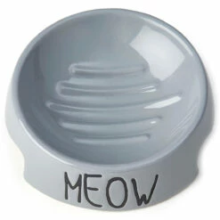 Pet Rageous Tazón De Cerámica Slow Feed Gris, 1/2 Taza