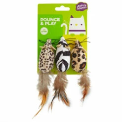 Leaps & Bounds Set De 3 Ratoncitos Diseño Safari Para Gato, 1 Paquete