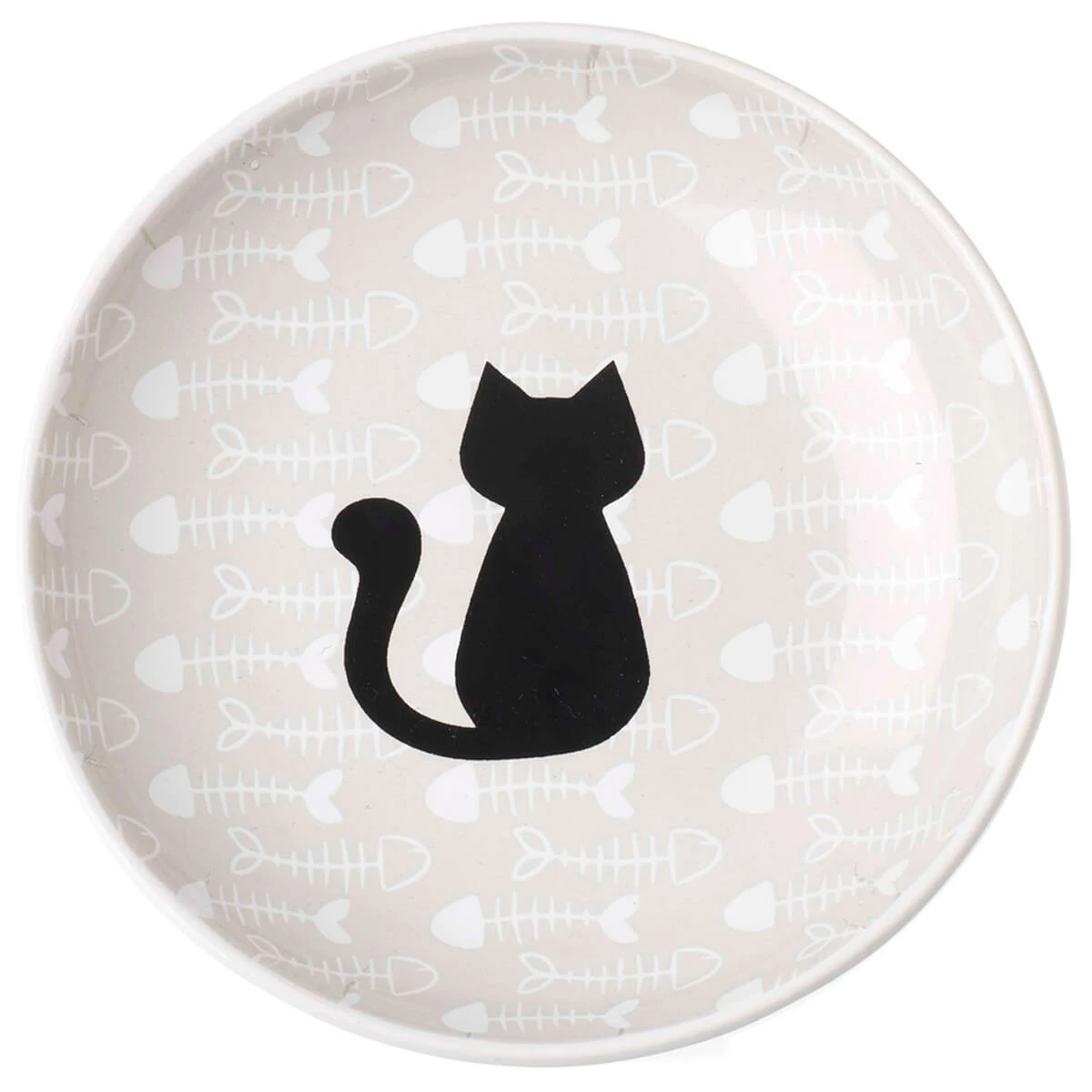 Pet Rageous Tazón De Cerámica Fish Oval Gris, 1/4 Taza 1 Pet Rageous Tazón De Cerámica Fish Oval Gris, 1/4 Taza