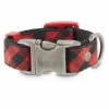Bond & Co Collar Tela A Cuadros Rojo Y Negro Con Broche Metálico Para Perro, XX-Chico