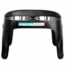 You & Me Comedero Elevado Doble Color Negro Para Perro, 12 Tazas