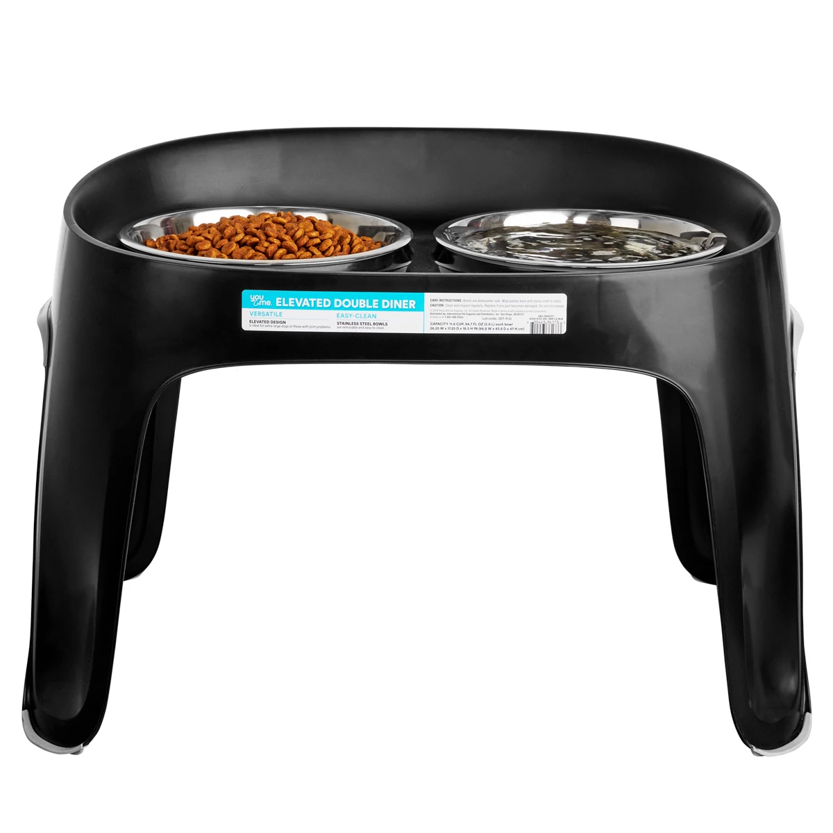 You & Me Comedero Elevado Doble Color Negro Para Perro, 12 Tazas 2 You & Me Comedero Elevado Doble Color Negro Para Perro, 12 Tazas - Image 2