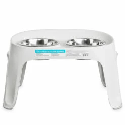 You & Me Comedero Elevado Doble Blanco Para Perro, 7.5 Tazas