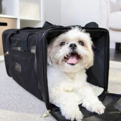 Sherpa Transportadora De Tela Travel Delta Negra Para Perro O Gato, Mediana -Tropiclean Shop medias 1395