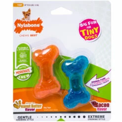 Nylabone Moderate Chew Paquete 2 Juguetes Masticables Diseño Mini Hueso Flexible Para Perro, XX-Chico