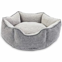 EveryYay Cama Hexagonal Con Bordes Elevados Color Gris Para Perro, Chico