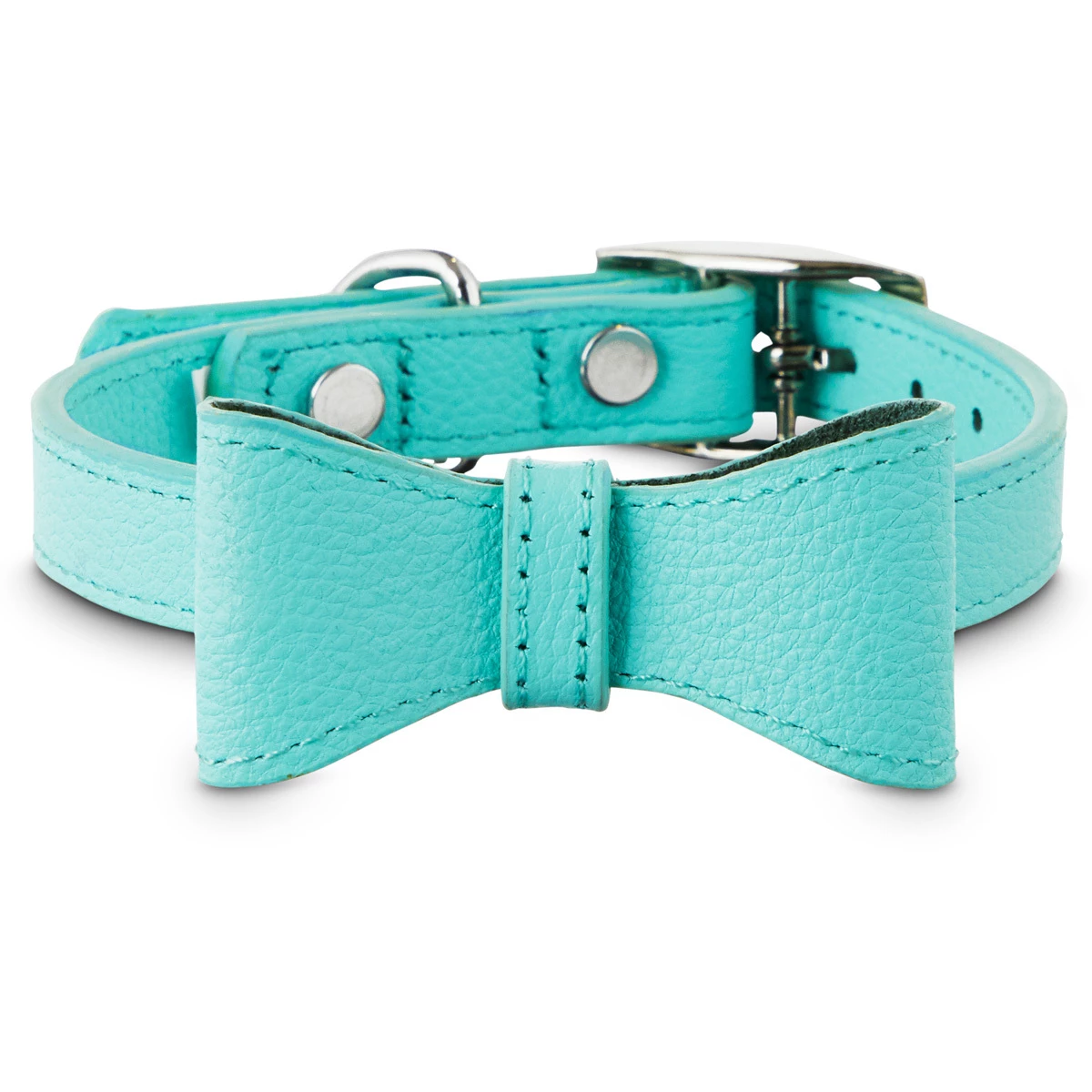 Bond & Co Collar De Cuero Color Aqua Con Moño Para Perro, X-Chico/Chico 1 Bond & Co Collar De Cuero Color Aqua Con Moño Para Perro, X-Chico/Chico