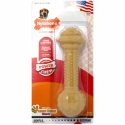Nylabone Power Chew Juguete Masticable Resistente Barbell Sabor Cacahuate Para Perro, Mediano
