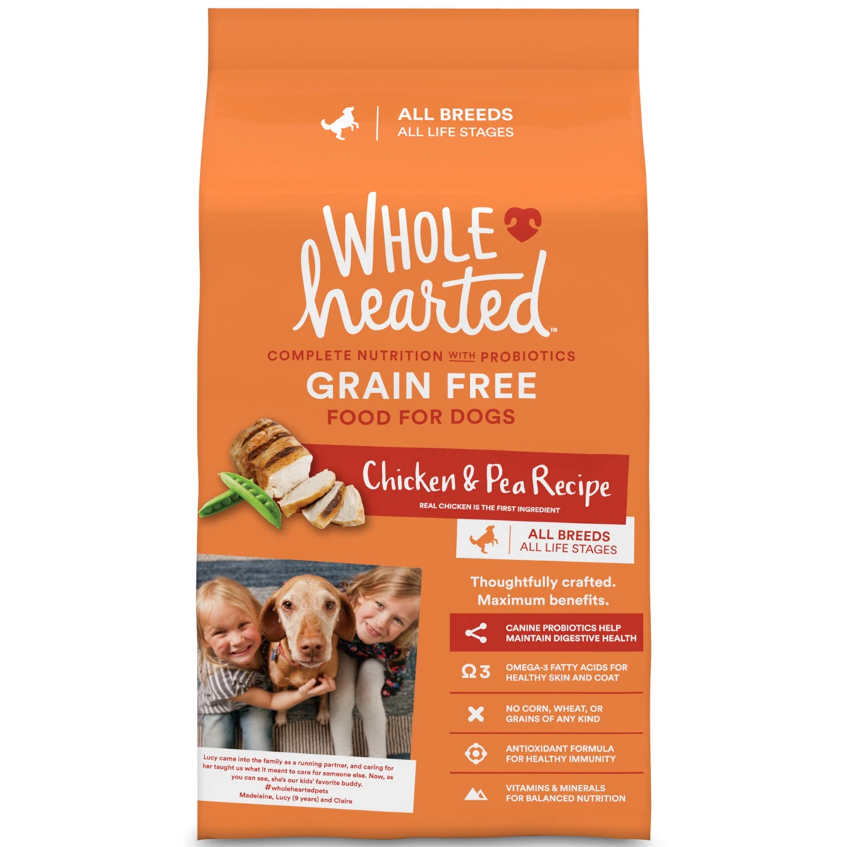 WholeHearted Libre De Granos Alimento Natural Para Perro Todas Las Edades Receta Pollo Y Chícharo, 11 Kg 1 WholeHearted Libre De Granos Alimento Natural Para Perro Todas Las Edades Receta Pollo Y Chícharo, 11 Kg