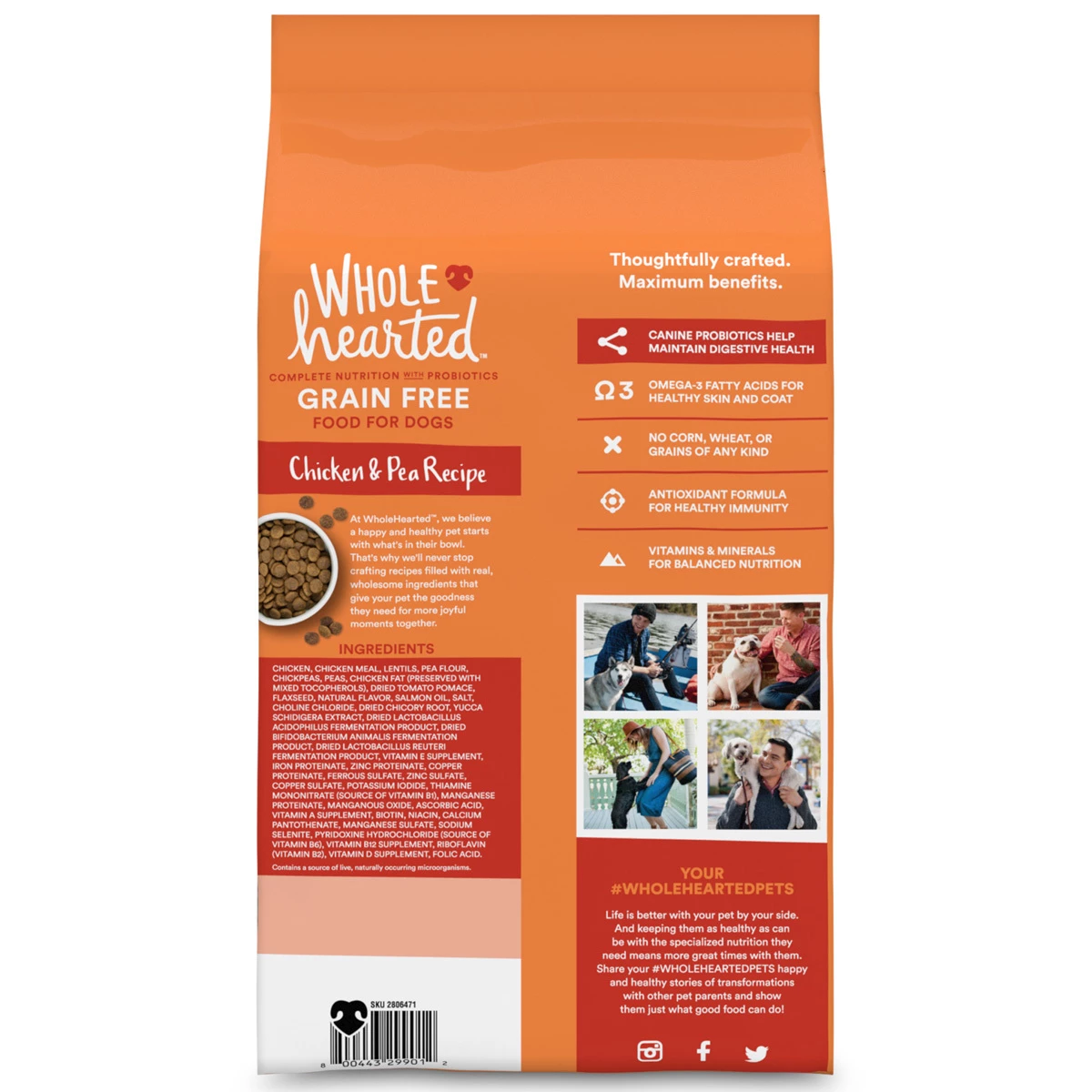 WholeHearted Libre De Granos Alimento Natural Para Perro Todas Las Edades Receta Pollo Y Chícharo, 11 Kg 2 WholeHearted Libre De Granos Alimento Natural Para Perro Todas Las Edades Receta Pollo Y Chícharo, 11 Kg - Image 2