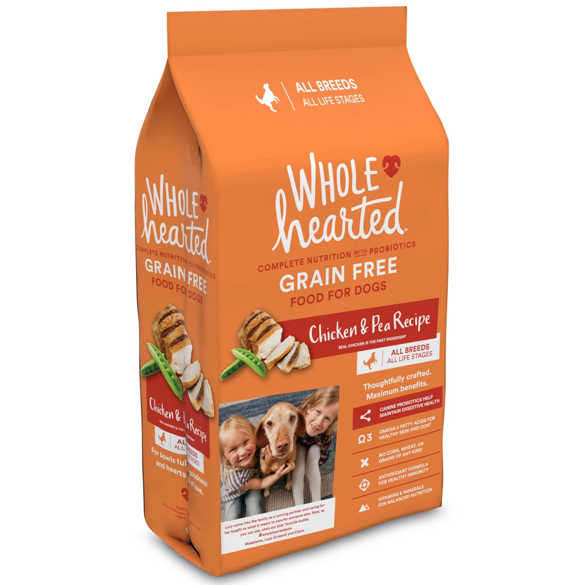 WholeHearted Libre De Granos Alimento Natural Para Perro Todas Las Edades Receta Pollo Y Chícharo, 11 Kg 4 WholeHearted Libre De Granos Alimento Natural Para Perro Todas Las Edades Receta Pollo Y Chícharo, 11 Kg - Image 4