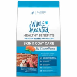 WholeHearted Healthy Benefits Alimento Natural Para Perro Adulto Cuidado De Piel/Pelo Receta Salmón Y Chícharo, 11.4 Kg