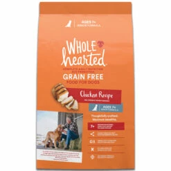 WholeHearted Libre De Granos Alimento Natural Para Perro Senior Todas Las Razas Receta Pollo, 11.4 Kg