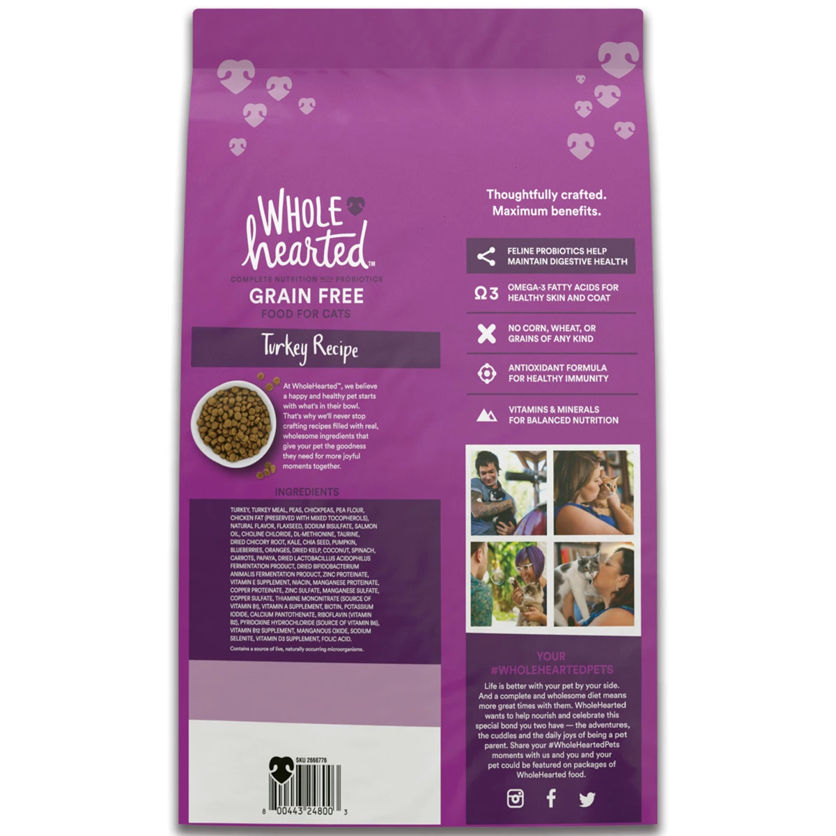 WholeHearted Libre De Granos Alimento Natural Para Gato Todas Las Edades Receta Pavo, 2.2 Kg 2 WholeHearted Libre De Granos Alimento Natural Para Gato Todas Las Edades Receta Pavo, 2.2 Kg - Image 2