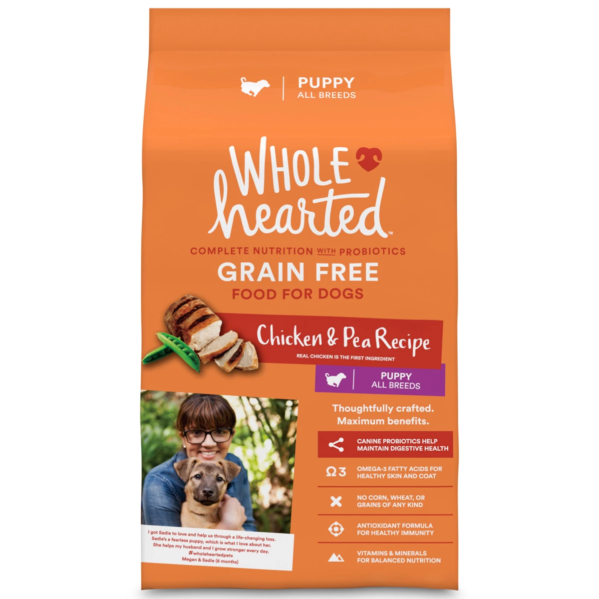 WholeHearted Libre De Granos Alimento Natural Para Cachorro Todas Las Razas Receta Pollo Y Chícharo, 6 Kg 1 WholeHearted Libre De Granos Alimento Natural Para Cachorro Todas Las Razas Receta Pollo Y Chícharo, 6 Kg