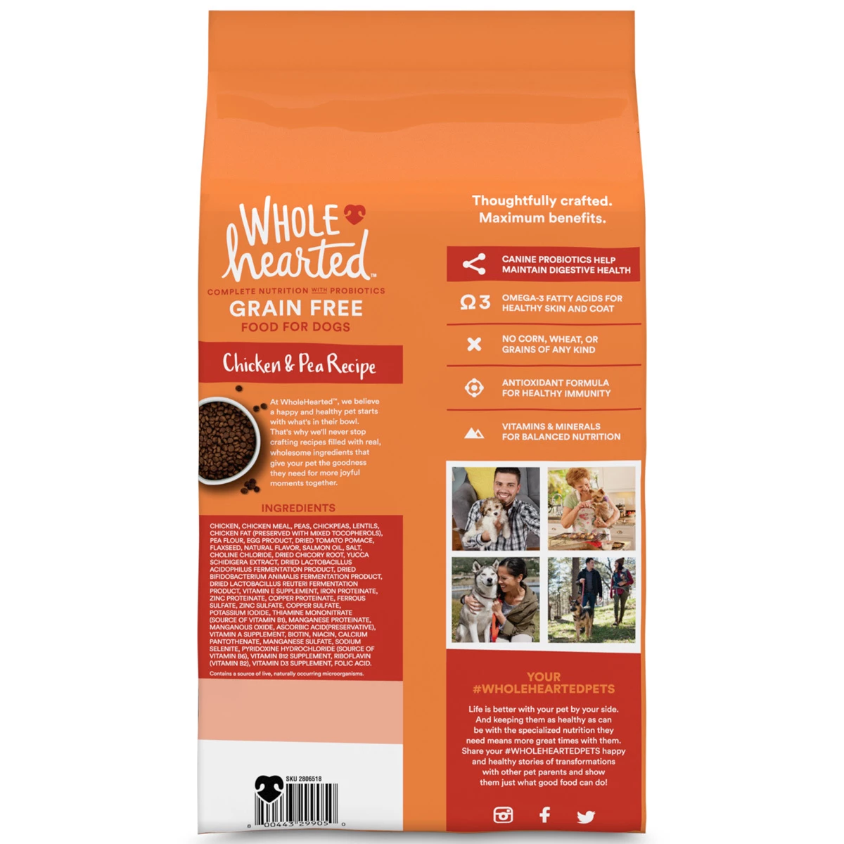 WholeHearted Libre De Granos Alimento Natural Para Cachorro Todas Las Razas Receta Pollo Y Chícharo, 6 Kg 2 WholeHearted Libre De Granos Alimento Natural Para Cachorro Todas Las Razas Receta Pollo Y Chícharo, 6 Kg - Image 2