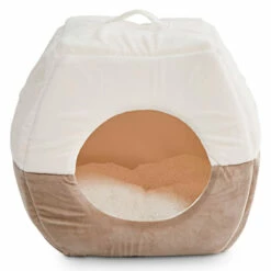 EveryYay SnoozeFest Cama Tipo Iglú 2 En 1 Para Gato Color Crema