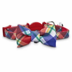 Bond & Co Collar Con Broche De Seguridad Diseño Tartán Y Moño Para Gatito Color Rojo